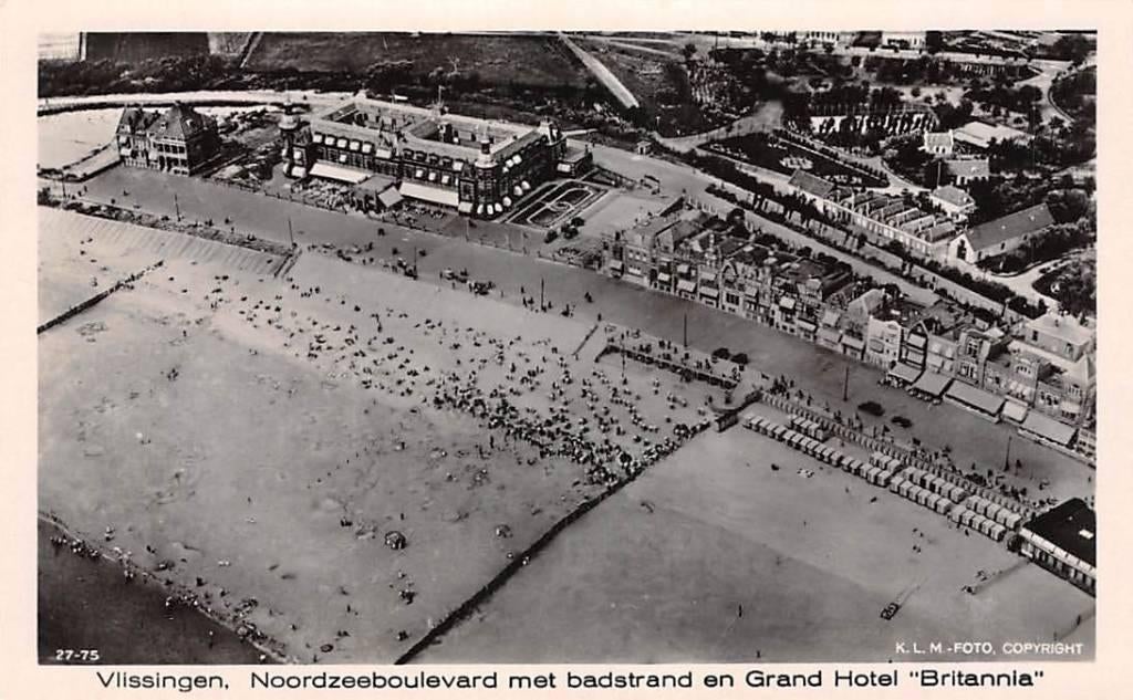 Vlissingen Noordzeeboulevard Strand Hotel KLm Luchtfoto 1927, Verzamelen, Verzenden, 1920 tot 1940, Ongelopen, Zeeland