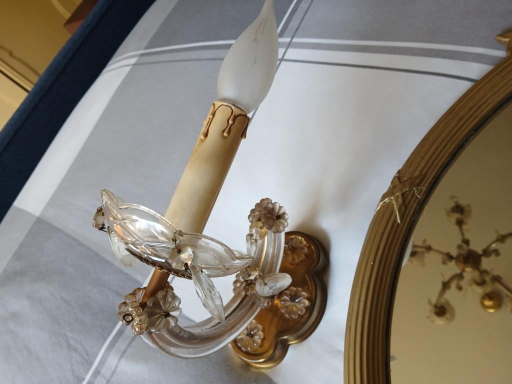 Brocante antieke kristallen luchter lampjes, Huis en Inrichting, Lampen | Wandlampen, Ophalen of Verzenden