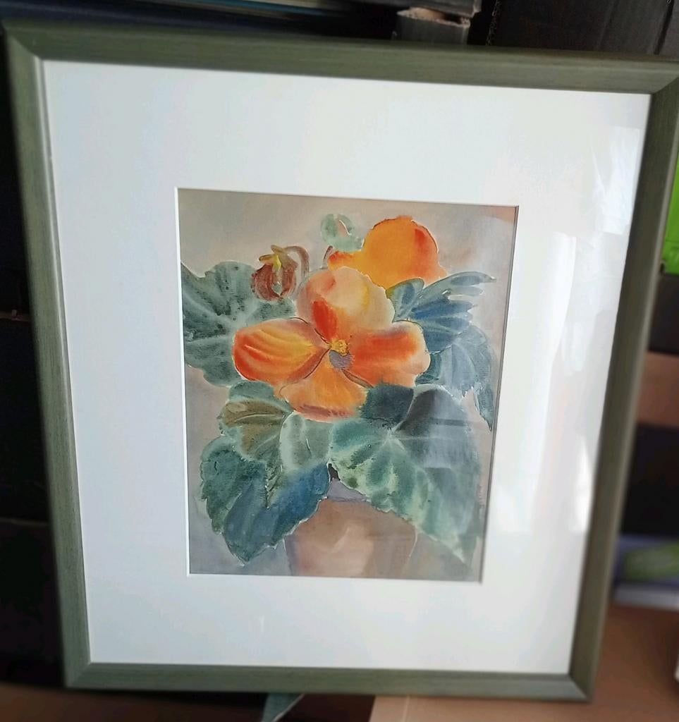 Aquarel stijl Bergense School Stilleven met Bloemen, Ophalen of Verzenden