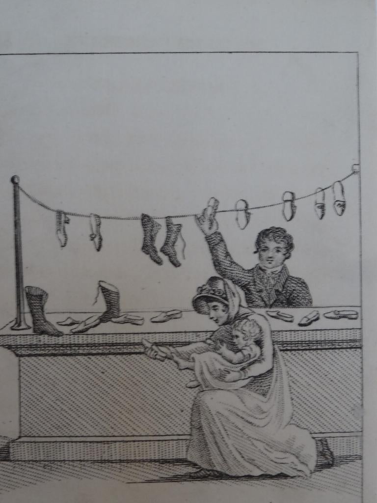 gravures schoenenverkoper, lompenboer 1800, Antiek en Kunst, Kunst | Etsen en Gravures, Verzenden