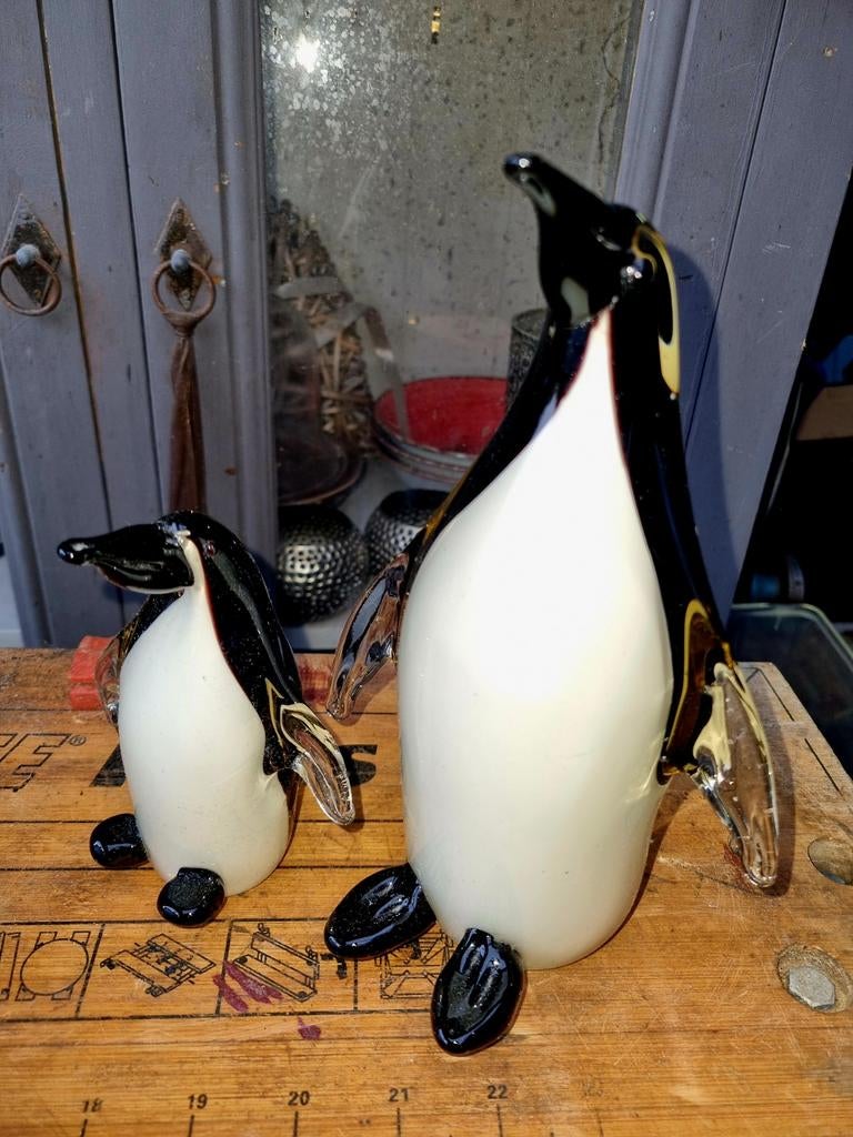 Glazen Pinguïn Beeldjes - Set van 2, Antiek en Kunst, Ophalen of Verzenden