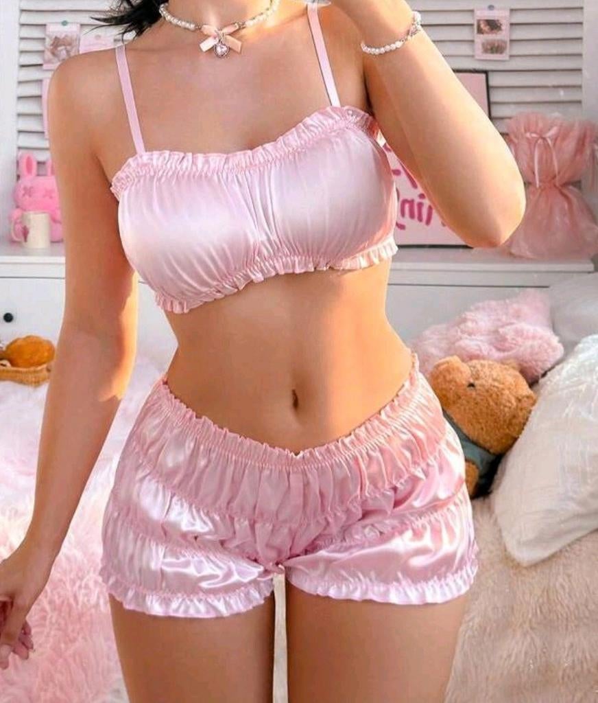 Crossdress,  Sissy satijn setje, Ophalen, Zwart, Boxer