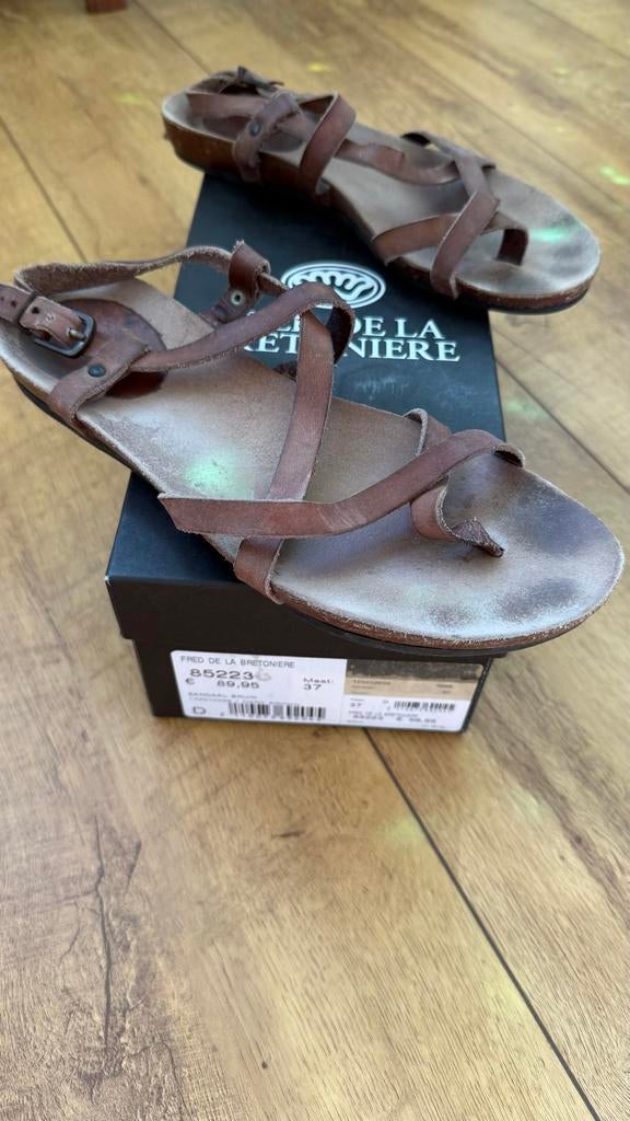 Bruine leren sandalen - Fred de la Bretoniere, Kleding | Dames, Schoenen, Ophalen, Gedragen, Bruin, Sandalen of Muiltjes