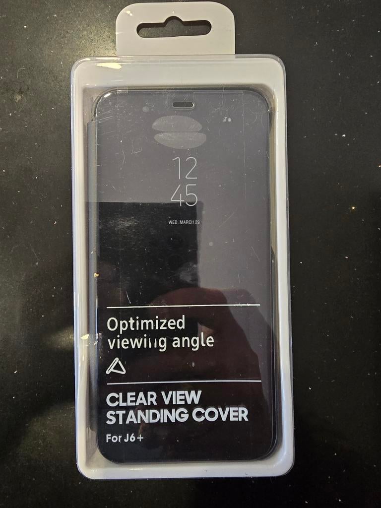 Nieuwe Clear View Standing Cover voor J6+ in verpakking, Ophalen of Verzenden, Nieuw, Overige modellen, Hoesje of Tasje
