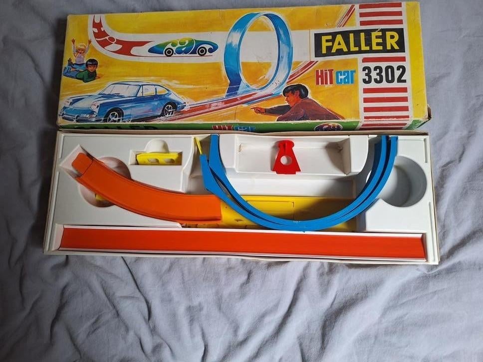 Vintage Faller Hit Car 3302 Racebaan met Looping, Overige merken, Gebruikt, Ophalen of Verzenden, Met looping