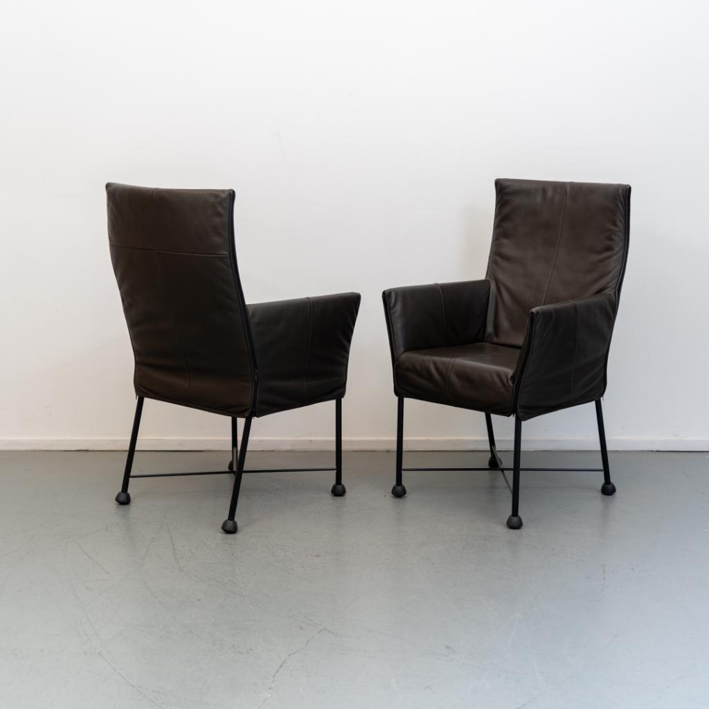 6 Montis Chaplin stoelen donkerbruin leder - zwart frame, Niet ingevuld, Niet ingevuld, Leer, Ophalen of Verzenden