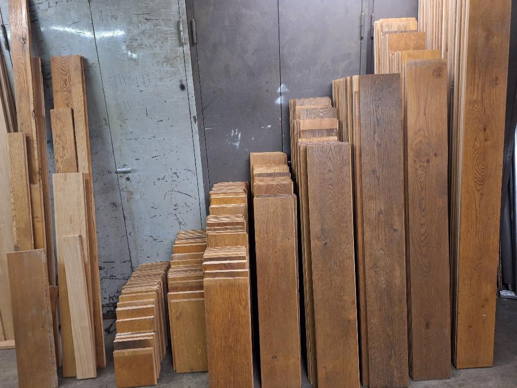 eiken vloer rustiek  massief 42 m2  19 cm breed  20 mm dik, Ophalen, Gebruikt, Vloerdelen of -planken, 10 m² of meer