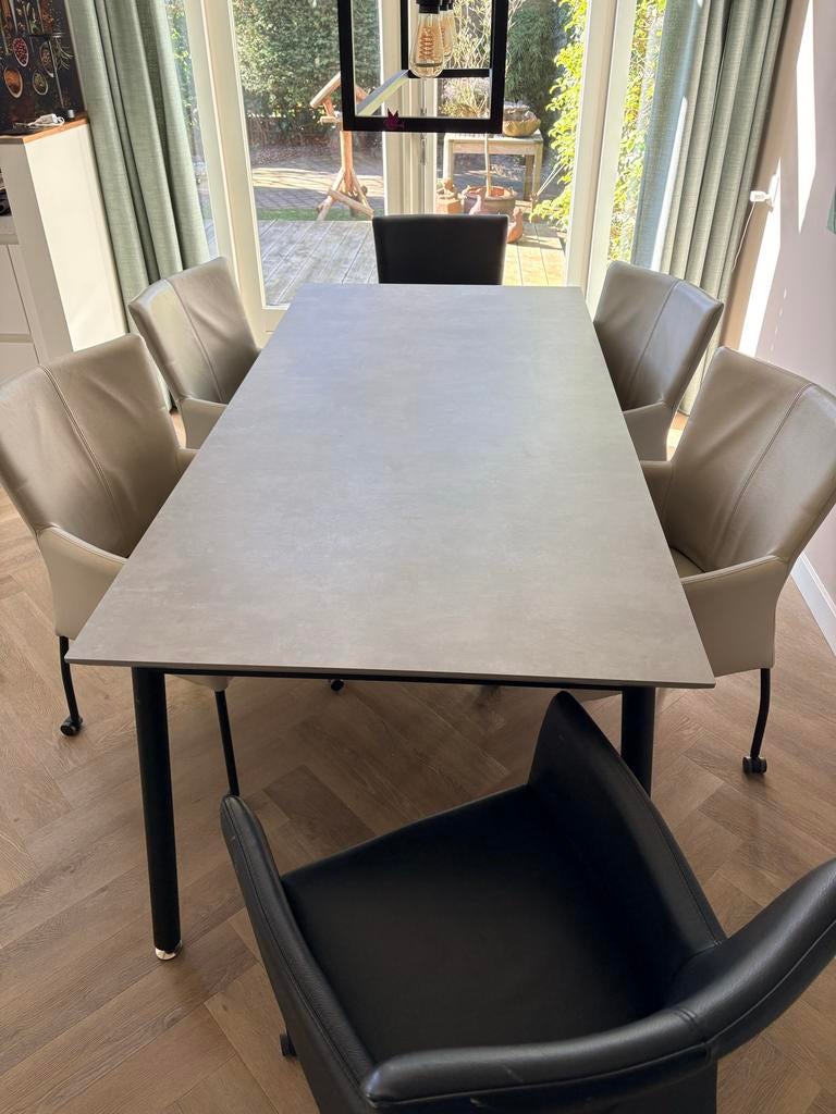 Werktafel/eettafel Luna blad HPL PLASTICA alu grijs, Huis en Inrichting, Tafels | Eettafels, Ophalen, Kunststof, 50 tot 100 cm