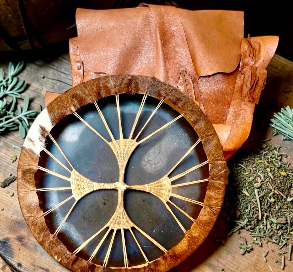 Sjamanendrum Nubische Geit 47 cm incl Lederen Drumtas, Verzenden, Nieuw