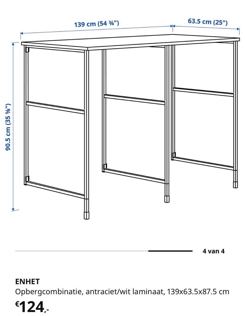 IKEA ENHET Opbergcombinatie Antraciet/Wit Laminaat, Huis en Inrichting, Badkamer | Badkamermeubels, Ophalen, (Half)hoge kast, 100 tot 150 cm