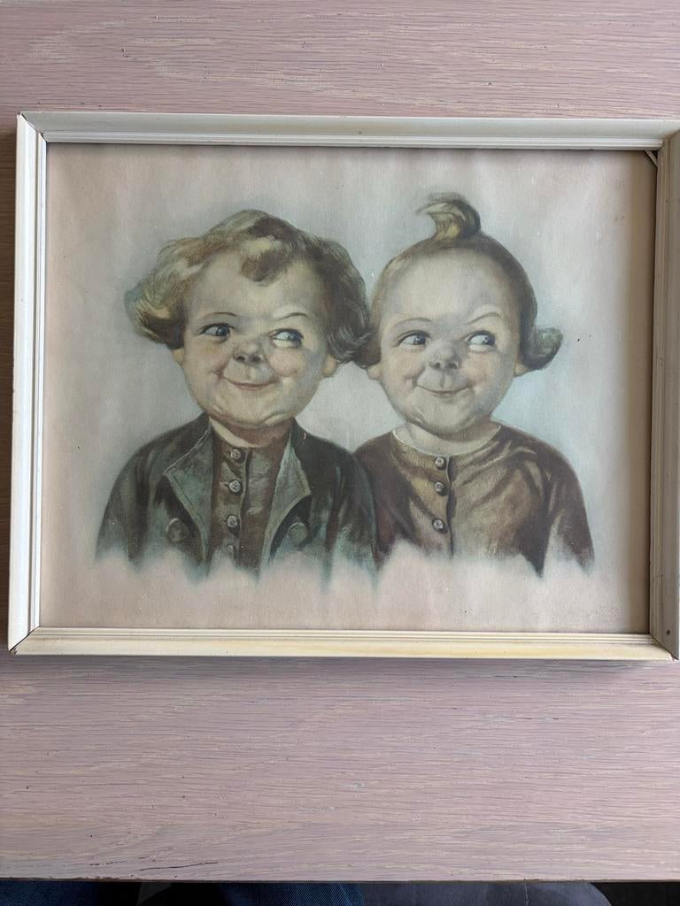 Vintage ingelijste prent: Max und Moritz (jaren '20/'30), Ophalen of Verzenden