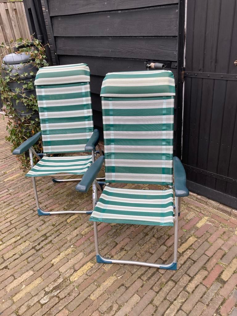 2 verstelbare Crespo campingstoelen, Caravans en Kamperen, Kampeermeubelen, Ophalen, Gebruikt, Campingstoel
