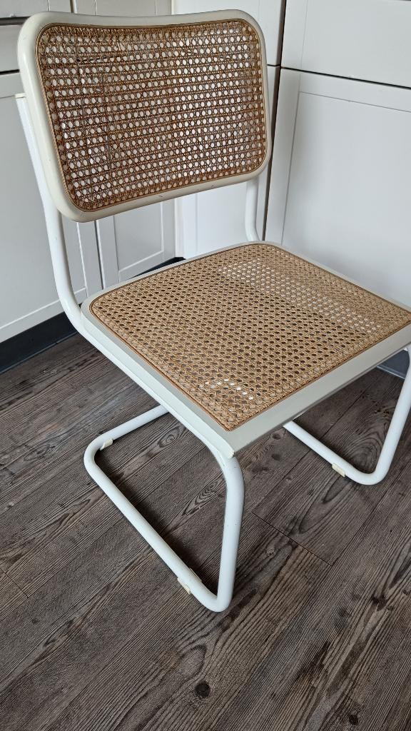 4x Breuer Cesca rotan webbing Thonet stoel made in Italy, Hout, Wit, Vintage Bauhaus Design, Ophalen of Verzenden