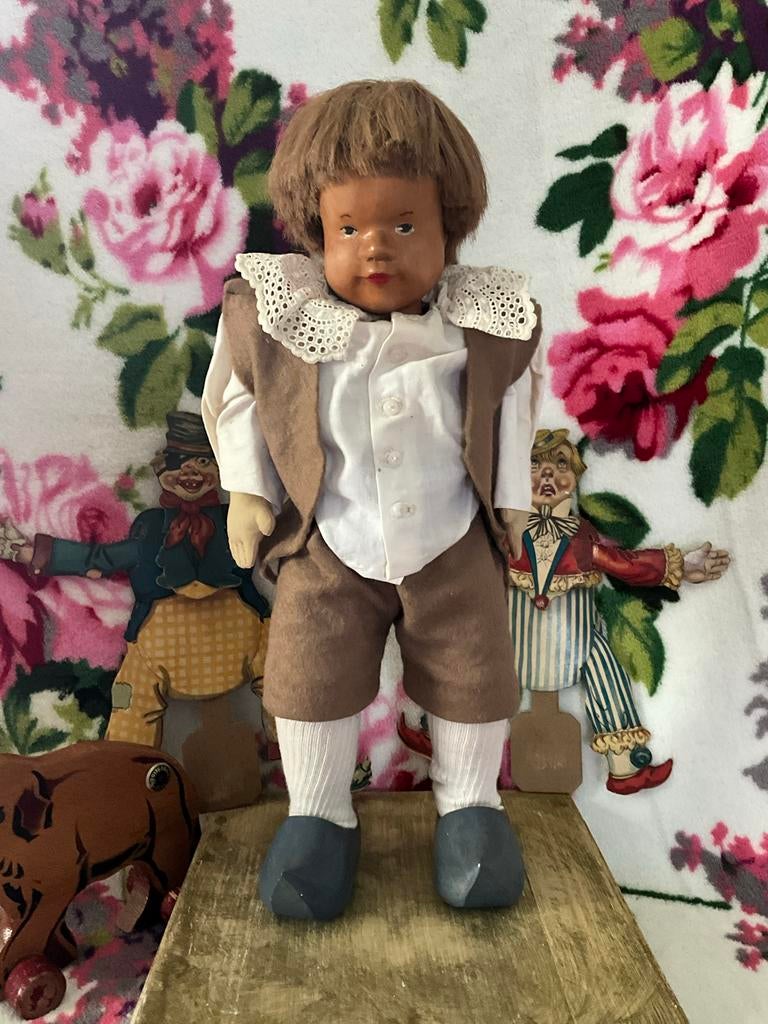 Prachtig Antiek Kamkins Popje - 35 cm - Originele Kleding, Ophalen of Verzenden