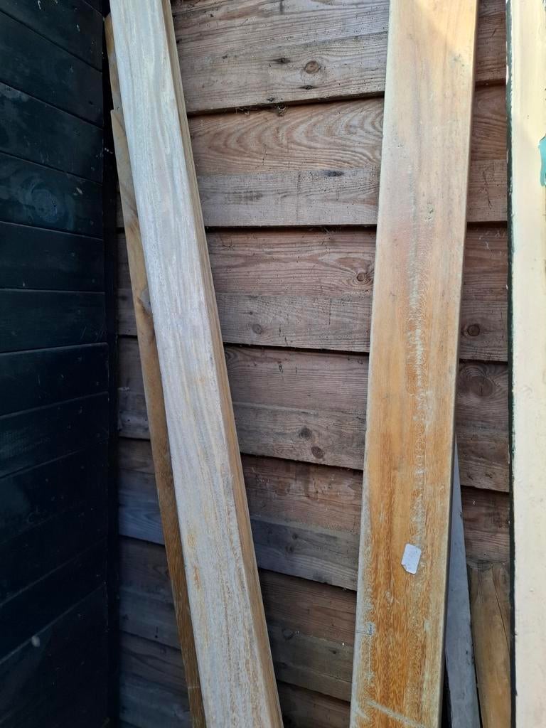 2 Teak balken 206 cm lang, 8x10 cm - per stuk of samen, Doe-het-zelf en Verbouw, Hout en Planken, Gebruikt, Ophalen of Verzenden