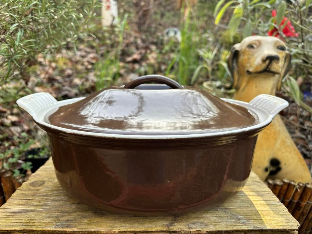 Le Creuset geemailleerde gietijzeren braadpan/ovenschaal 26, Huis en Inrichting, Keuken | Potten en Pannen, Gietijzer, Ophalen of Verzenden