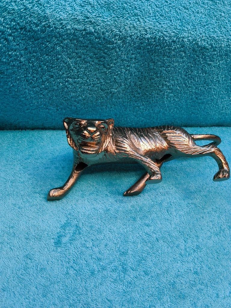 Zeer mooie goudkleurige   TIJGER   ( metaal aluminium  ), Ophalen of Verzenden