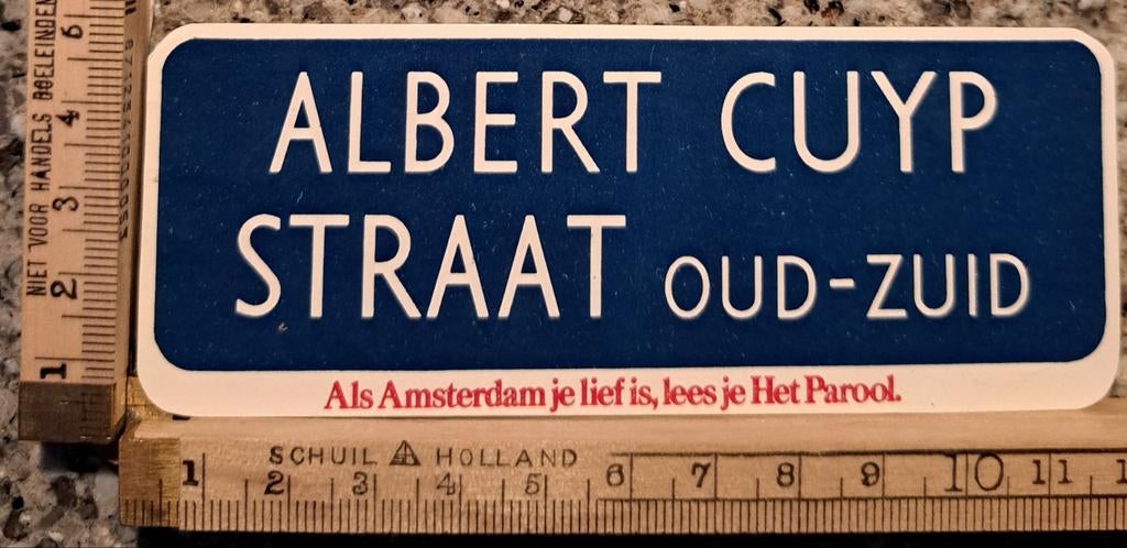 Vintage sticker plaatsnaambord Albert Cuyp straat Amsterdam, Ophalen of Verzenden, Zo goed als nieuw, Overige typen