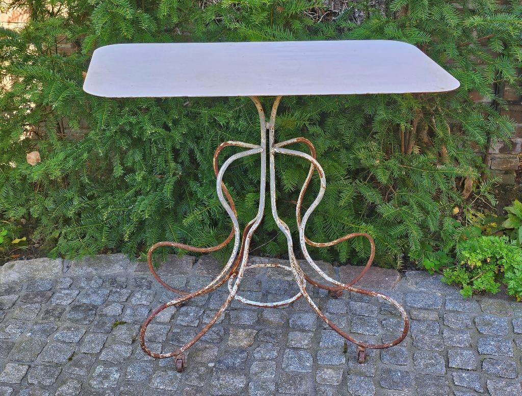 BIJZONDERE antieke Franse TUINTAFEL console tafel smeedijzer, Ophalen