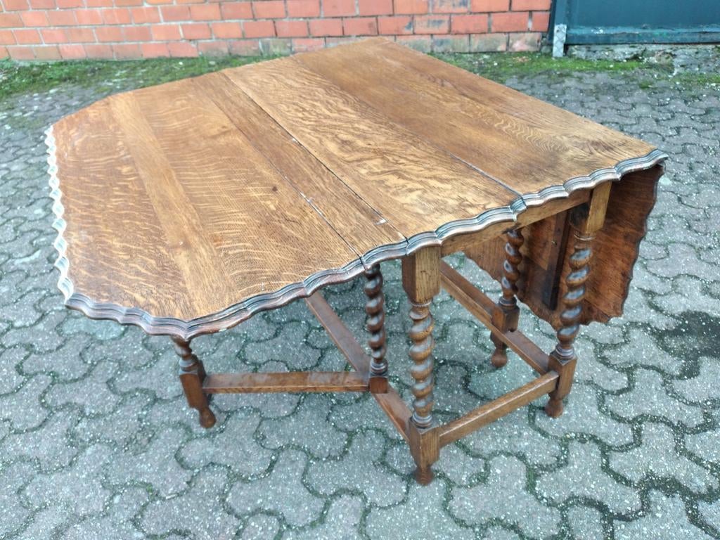 Antieke eiken klaptafel hangoortafel gateleg, Ophalen