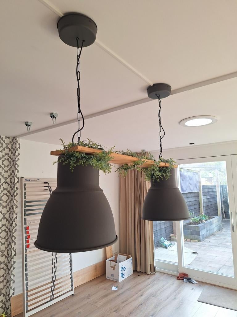 2x IKEA HEKTAR hanglampen met plank, Ophalen of Verzenden, Zo goed als nieuw, Minder dan 50 cm