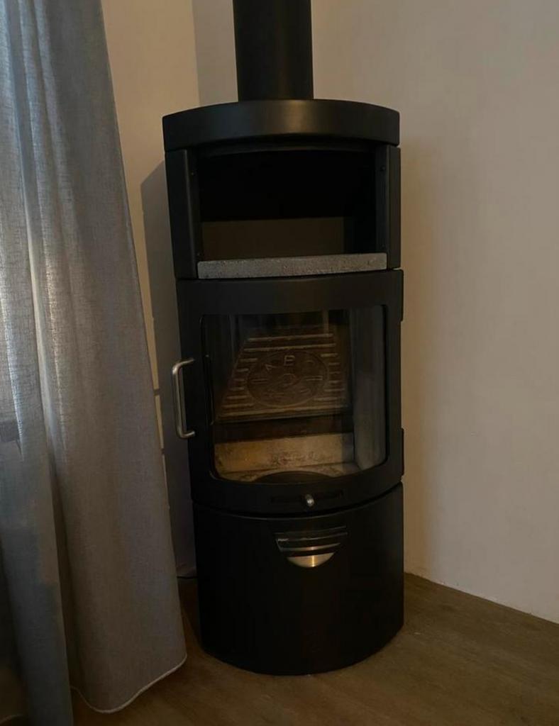 ABC Pejse houtkachel met pijp en glasplaat, Ophalen, Gebruikt, Vrijstaande haard, Houthaard