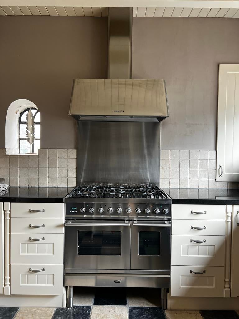 Boretti afzuigkap 90cm RVS, Witgoed en Apparatuur, Fornuizen, Gebruikt, Vrijstaand, Gas, 5 kookzones of meer, 90 tot 95 cm, 60 cm of meer