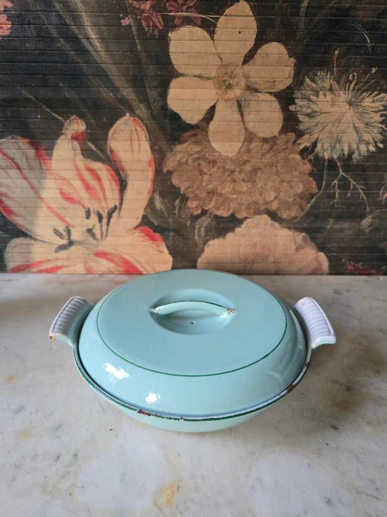 Mintgroen DRU emaille serveerschaal, Ophalen of Verzenden