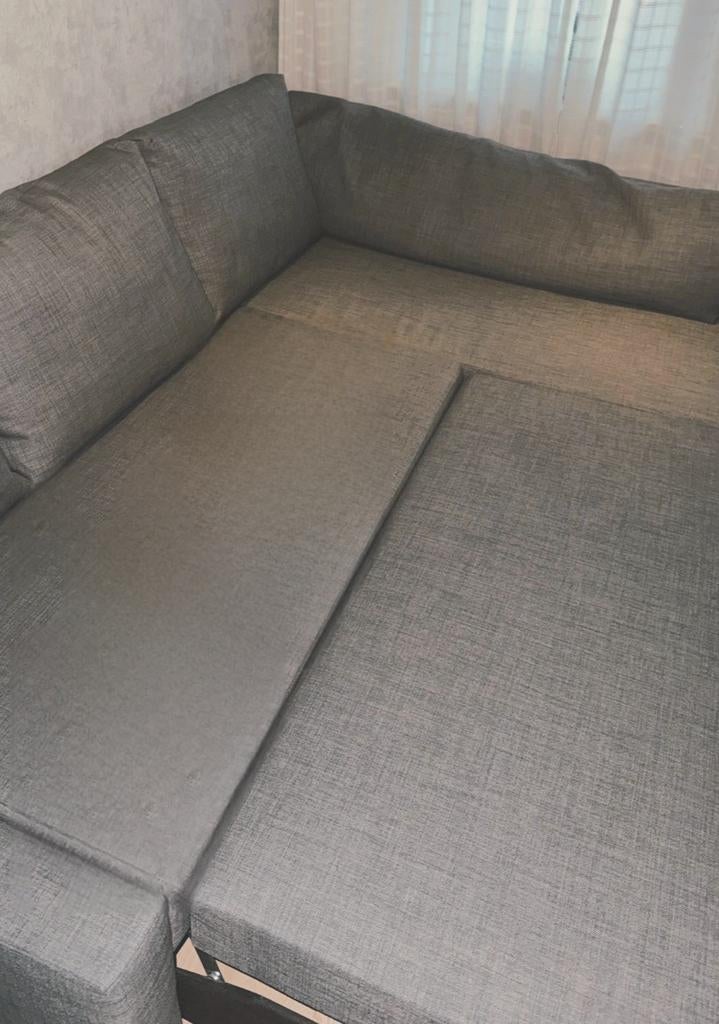 Grijze Fritheten hoekbank met slaapfunctie en opbergruimte, Huis en Inrichting, Banken | Bankstellen, Hoekbank, 75 tot 100 cm