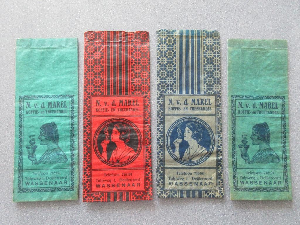 4 x Wassenaar, N. v.d. Marel / Theeverpakking (oud), Verzamelen, Ophalen of Verzenden, Zo goed als nieuw, Verpakking