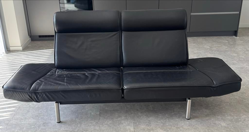 Zwarte leren design bank - 2-zits van De Sede DS 450, Ophalen, Gebruikt, 150 tot 200 cm, Tweepersoons