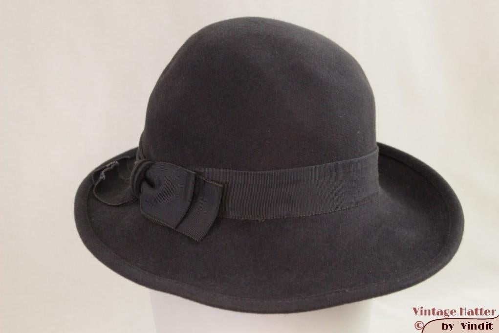 Kleine Vintage Dameshoed Natur Haar donker grijs 54, 134 t/m 140, Gebruikt, Meisje, Ophalen of Verzenden