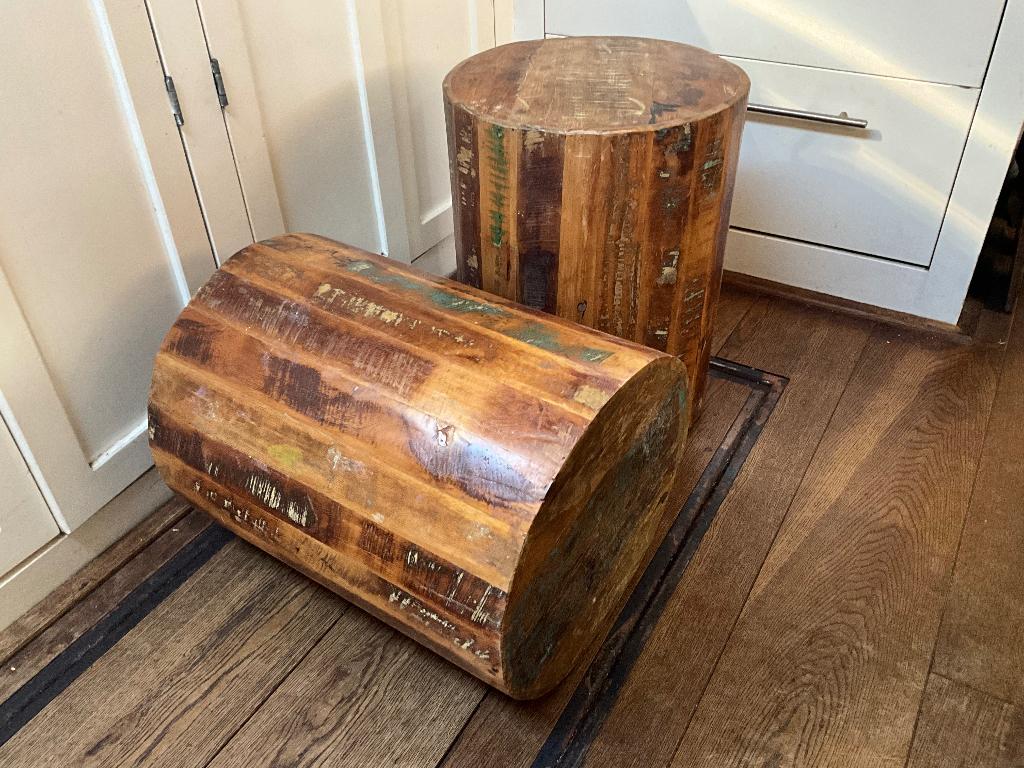 poef kruk bijzettafel zuil bankje krukje tafeltje boomstam, Ophalen, Minder dan 50 cm, Gebruikt, Rond