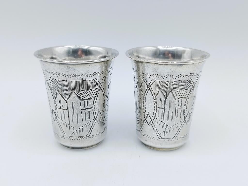 2 Zilveren kiddush cup, K. Peisakhov, Tula, ca. 1890, Antiek en Kunst, Verzenden