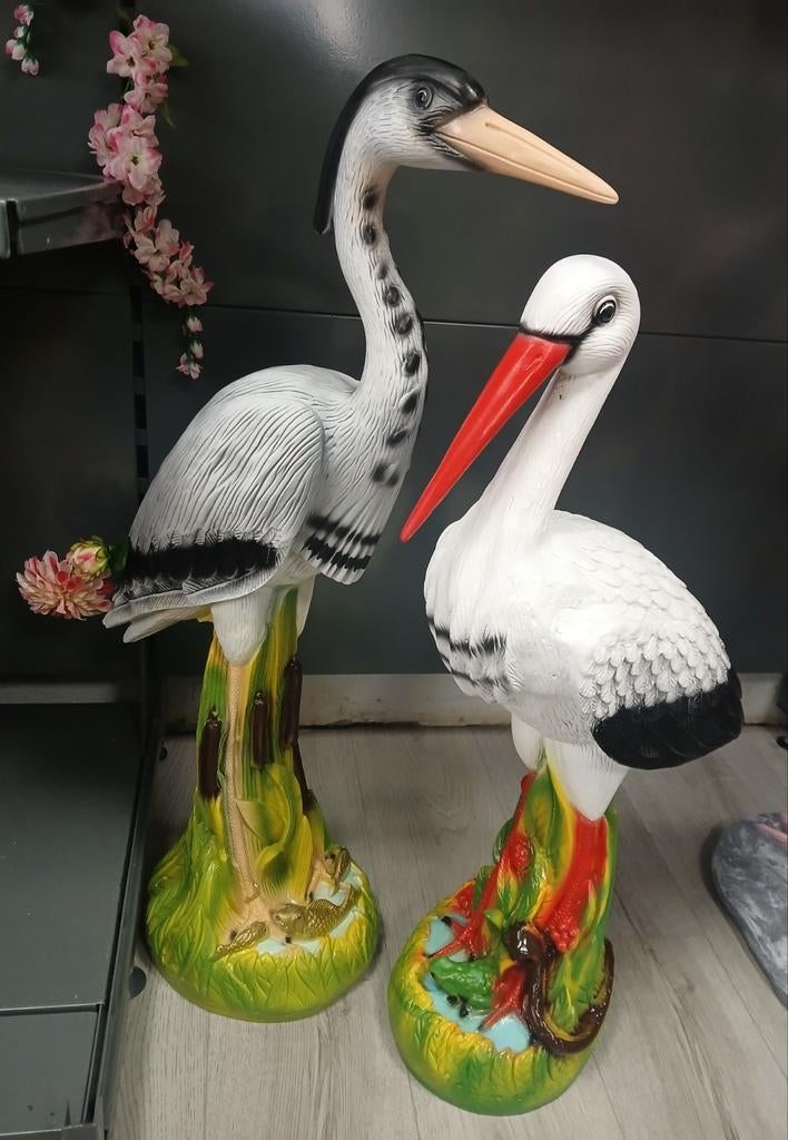 Nieuwe Polystone Ooievaar en Reiger Tuinbeelden, Ophalen, Nieuw, Kunststof, Dierenbeeld