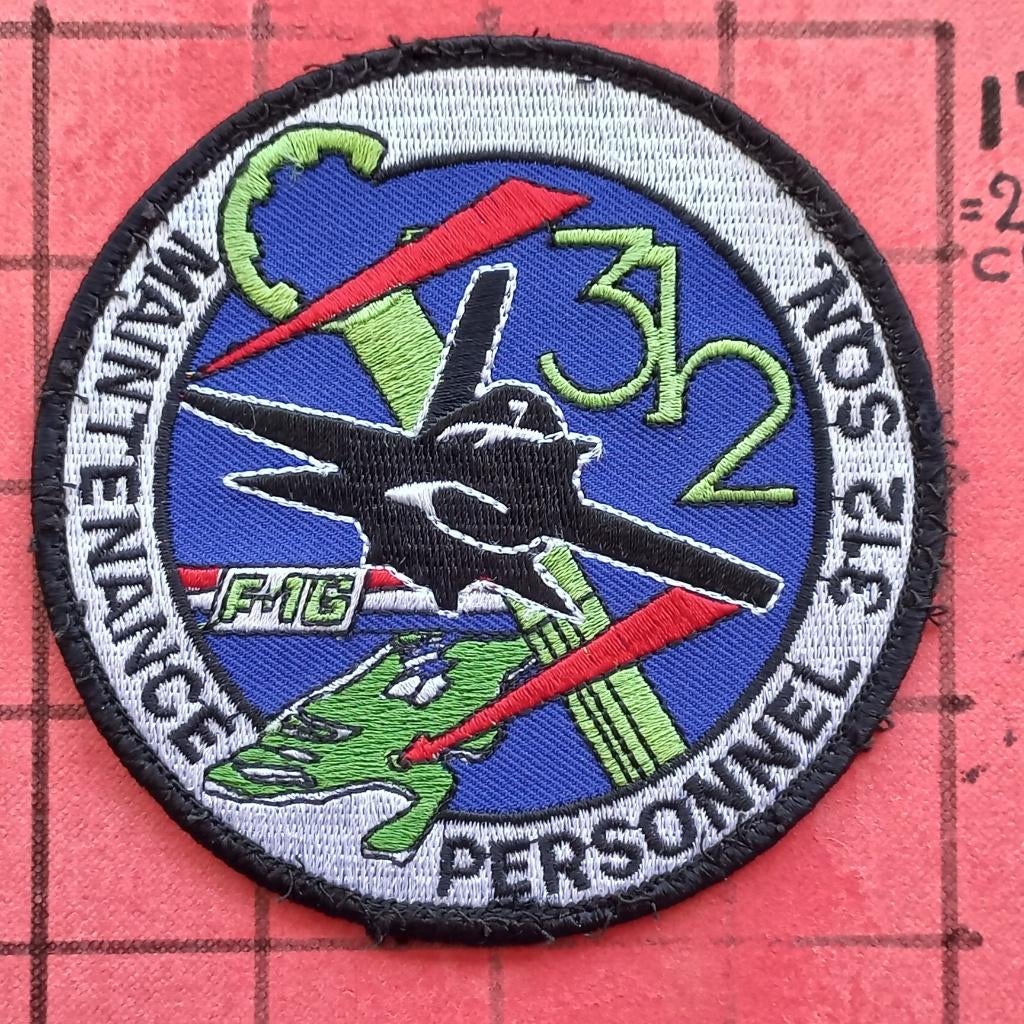 KLU PATCH EMBLEEM F-16 TD 312 SQN VOLKEL, GROENE VERSIE, Verzenden, Luchtmacht, Nederland, Embleem of Badge