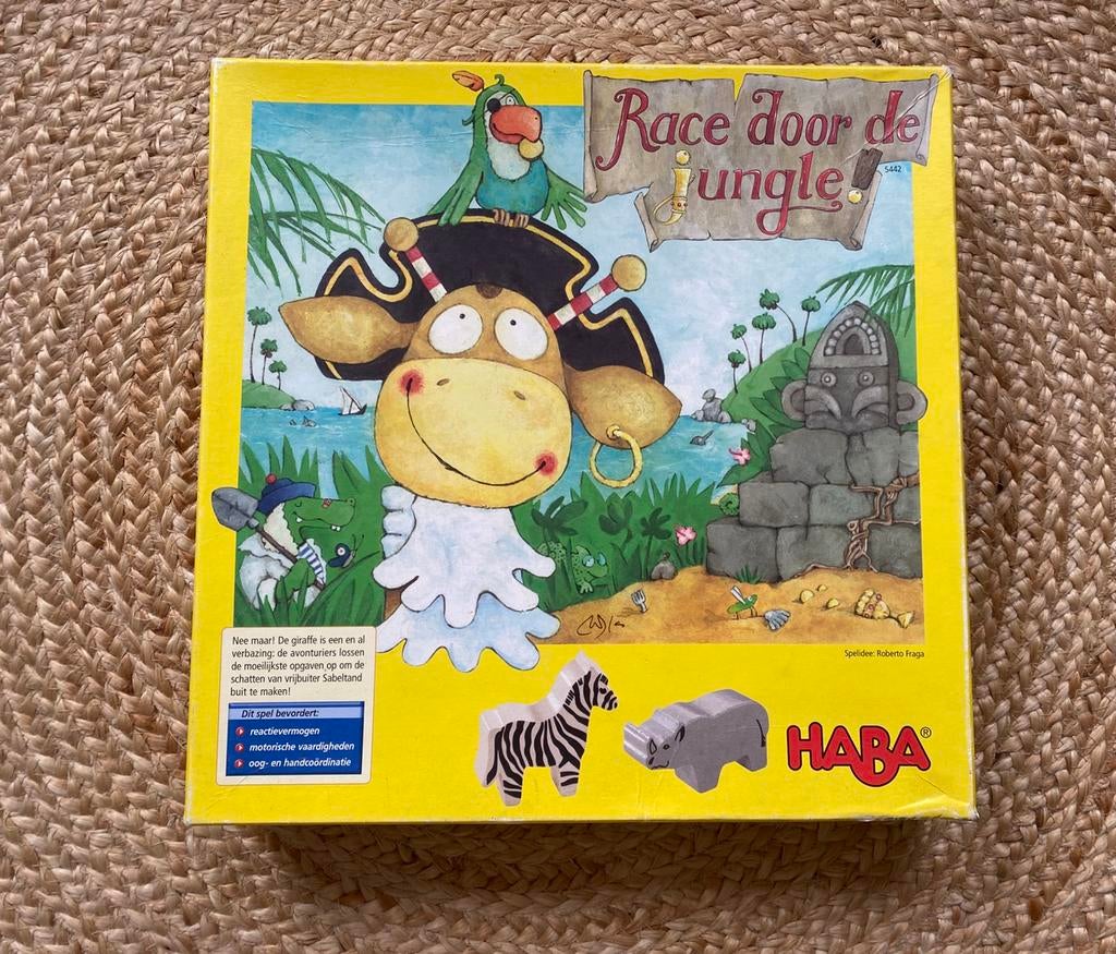 HABA educatief spel race door de jungle, Hobby en Vrije tijd, Gezelschapsspellen | Bordspellen, Drie of vier spelers, Ophalen of Verzenden