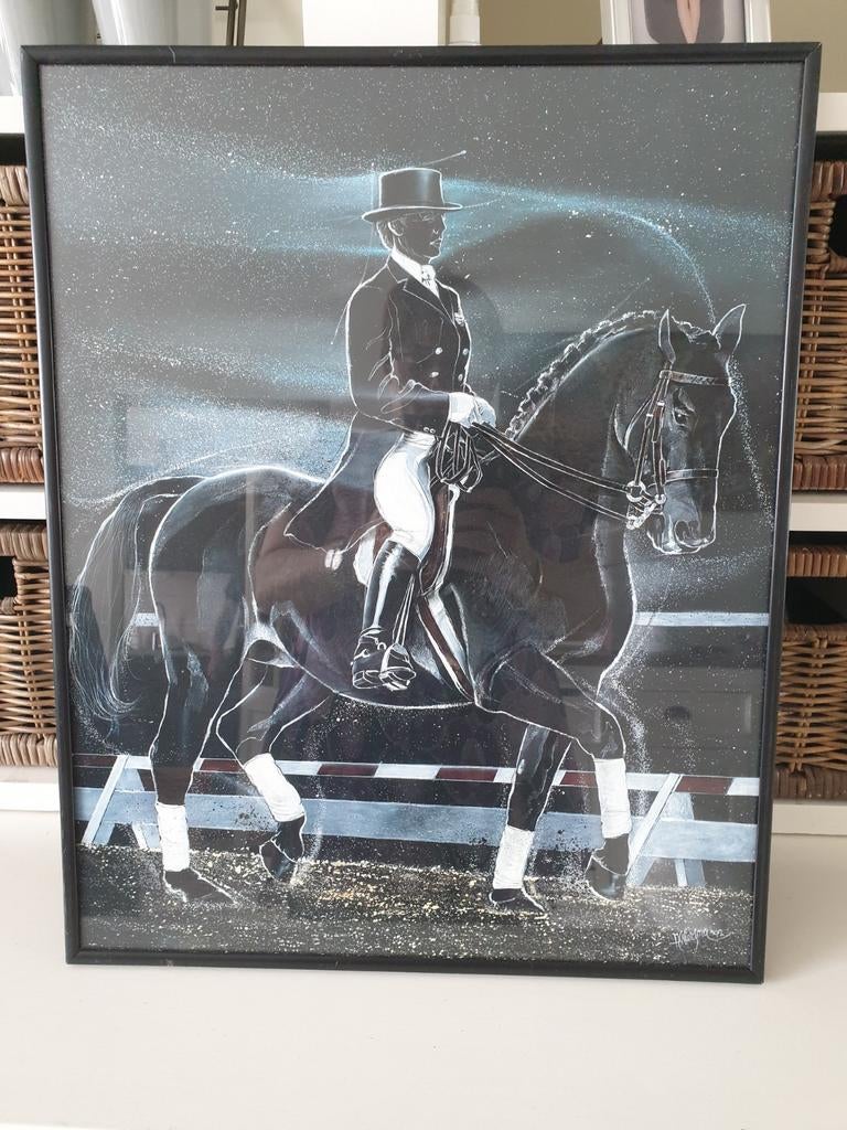 Ruiter op paard gesigneerd door H Wiersma, Huis en Inrichting, Ophalen, Minder dan 50 cm, Gebruikt, Schilderij