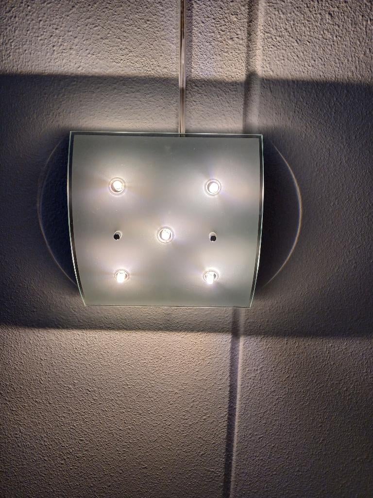 Plafondlamp incl ledlampjes dimbaar, Ophalen, Zo goed als nieuw, Glas, Chique