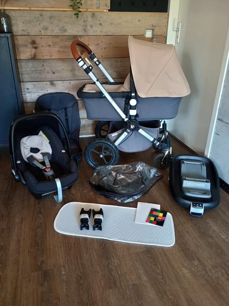 Bugaboo Cameleon 3 Antraciet / Zand + Familyfix & Maxi cosi!, Ophalen, Bugaboo, Verstelbare duwstang