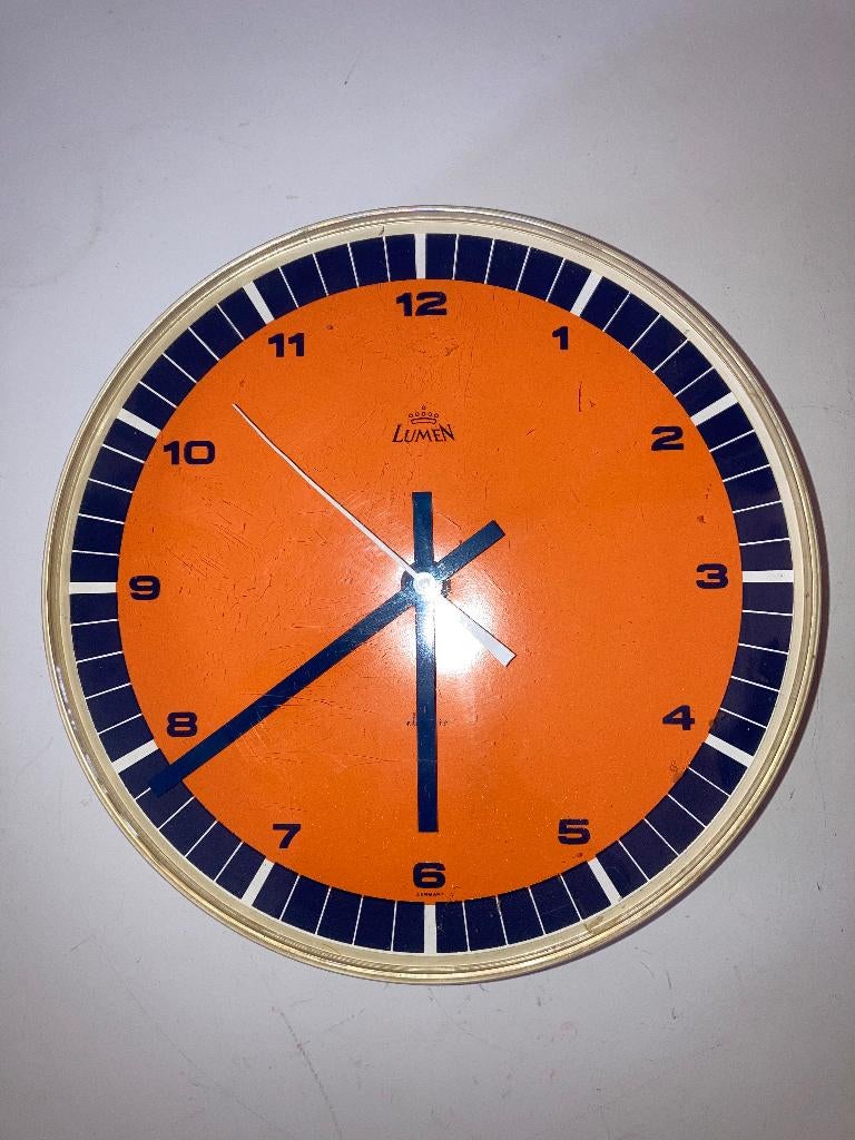 Vintage Lumen wandklok keukenklok, Ophalen of Verzenden, Gebruikt, Analoog, Wandklok
