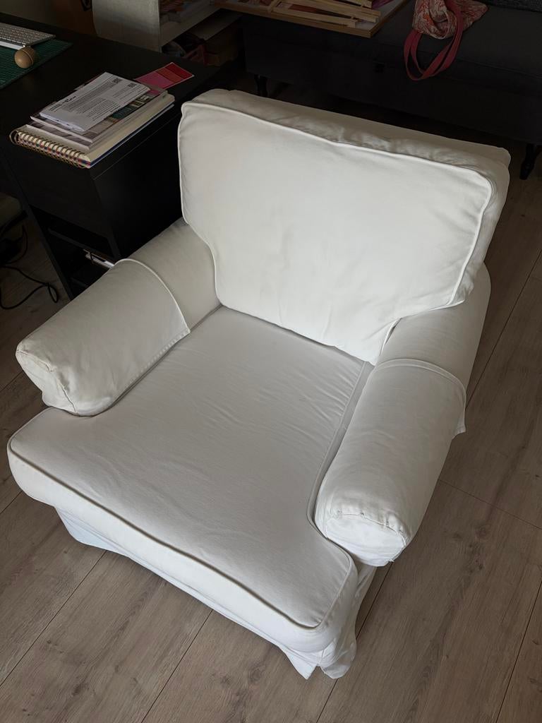 Ikea Barkaby Witte Fauteuil - Comfortabel en Tijdloos, Ophalen, Gebruikt, Stof, 75 tot 100 cm
