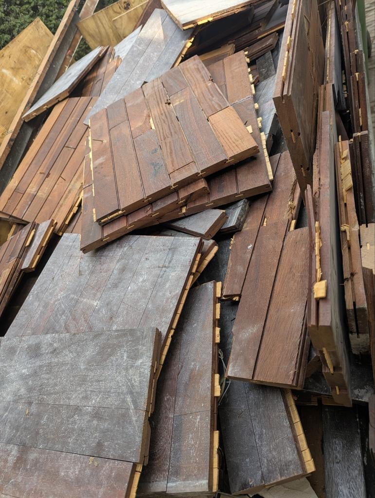 Mahonie houten vloerdelen en grenen balken, 10 m² of meer, 10 tot 30 cm, Hout, 150 cm of meer