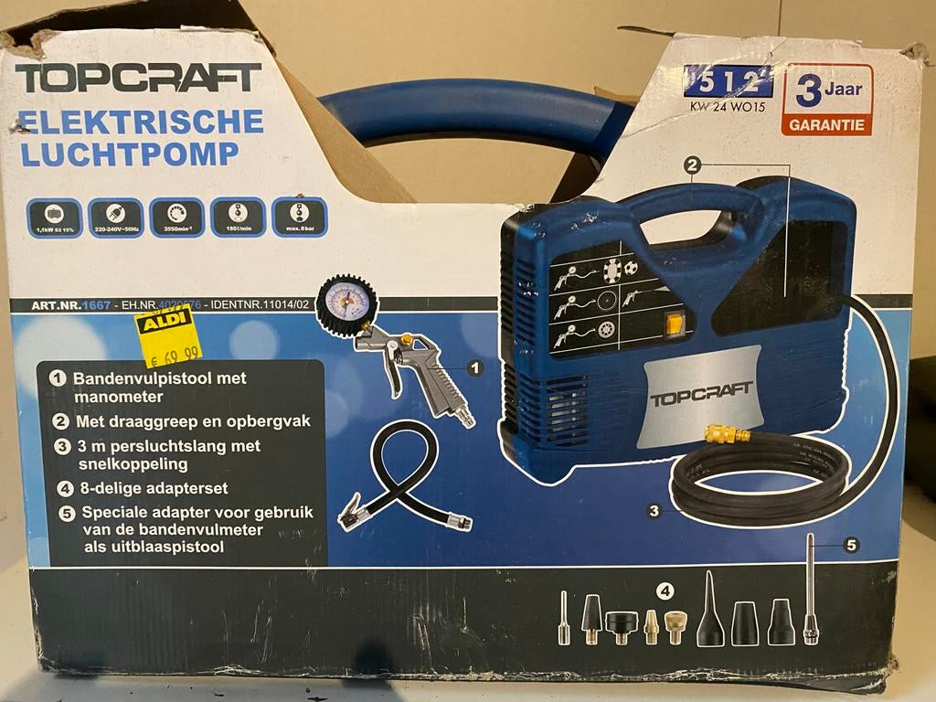 Topcraft Elektrische Luchtpomp / Compressor, Ophalen of Verzenden