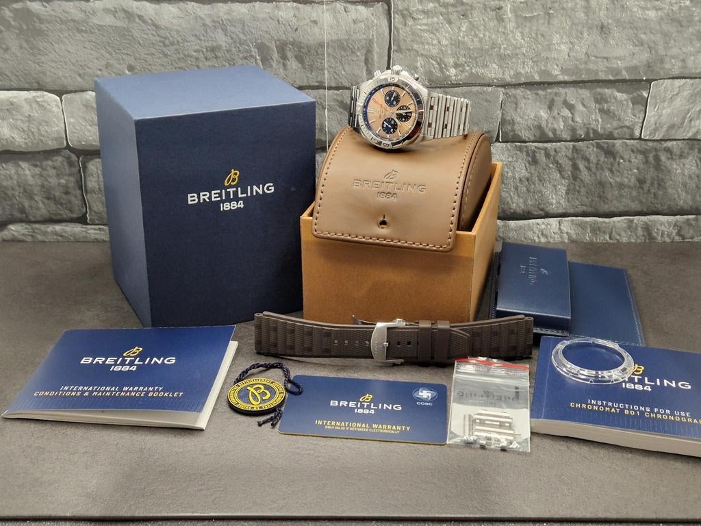 Breitling Chronomat B01 42mm full set, extra band., Staal, Staal, Breitling, Polshorloge