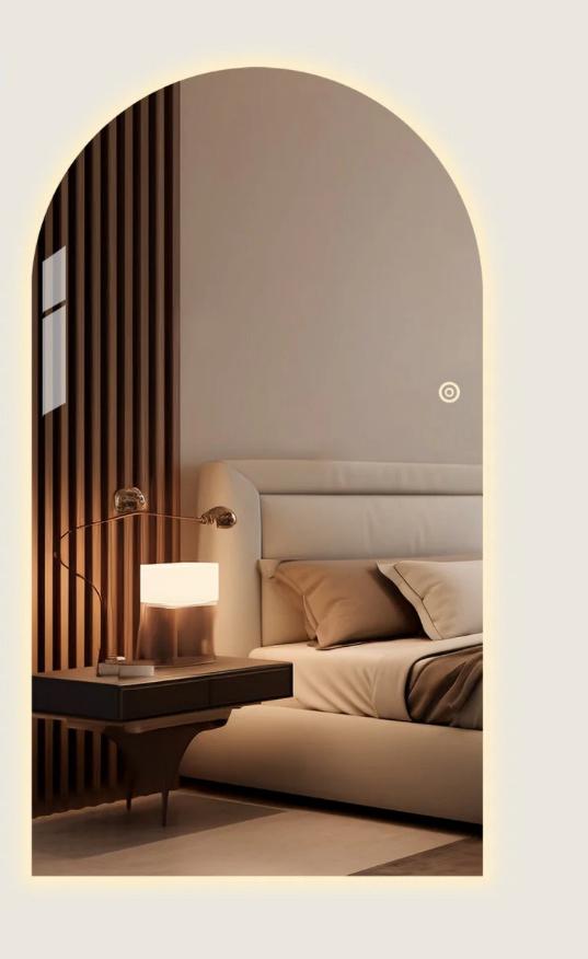 Boogspiegel LED verlichting | Frameless design 180x100 cm, Ophalen, Zo goed als nieuw, Rechthoekig, Minder dan 100 cm