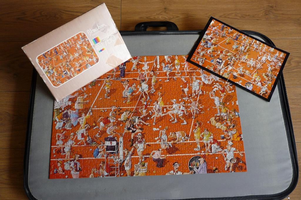 Oude Heye puzzel Blachon '' TENNIS -MATCH '' + Poster 750 st, Ophalen of Verzenden, 500 t/m 1500 stukjes, Gebruikt, Legpuzzel