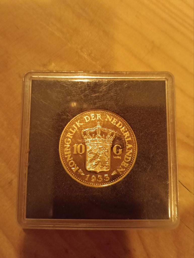 Gouden 10 Gulden 1933 - Massief Verguld, Ophalen of Verzenden, Koningin Wilhelmina, 10 gulden, Losse munt