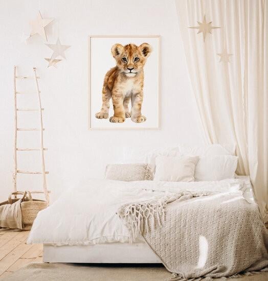 Kinderposter Safari Dieren Leeuw Little Dreamzzz, Bi & Li Creaties, Nieuw, Ophalen of Verzenden, Bilicreaties@gmail.com