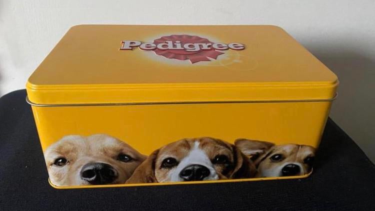 Blik van Pedigree. Afm. 21,5x12,5x9 cm., Ophalen of Verzenden, Nieuw, Overige, Overige merken